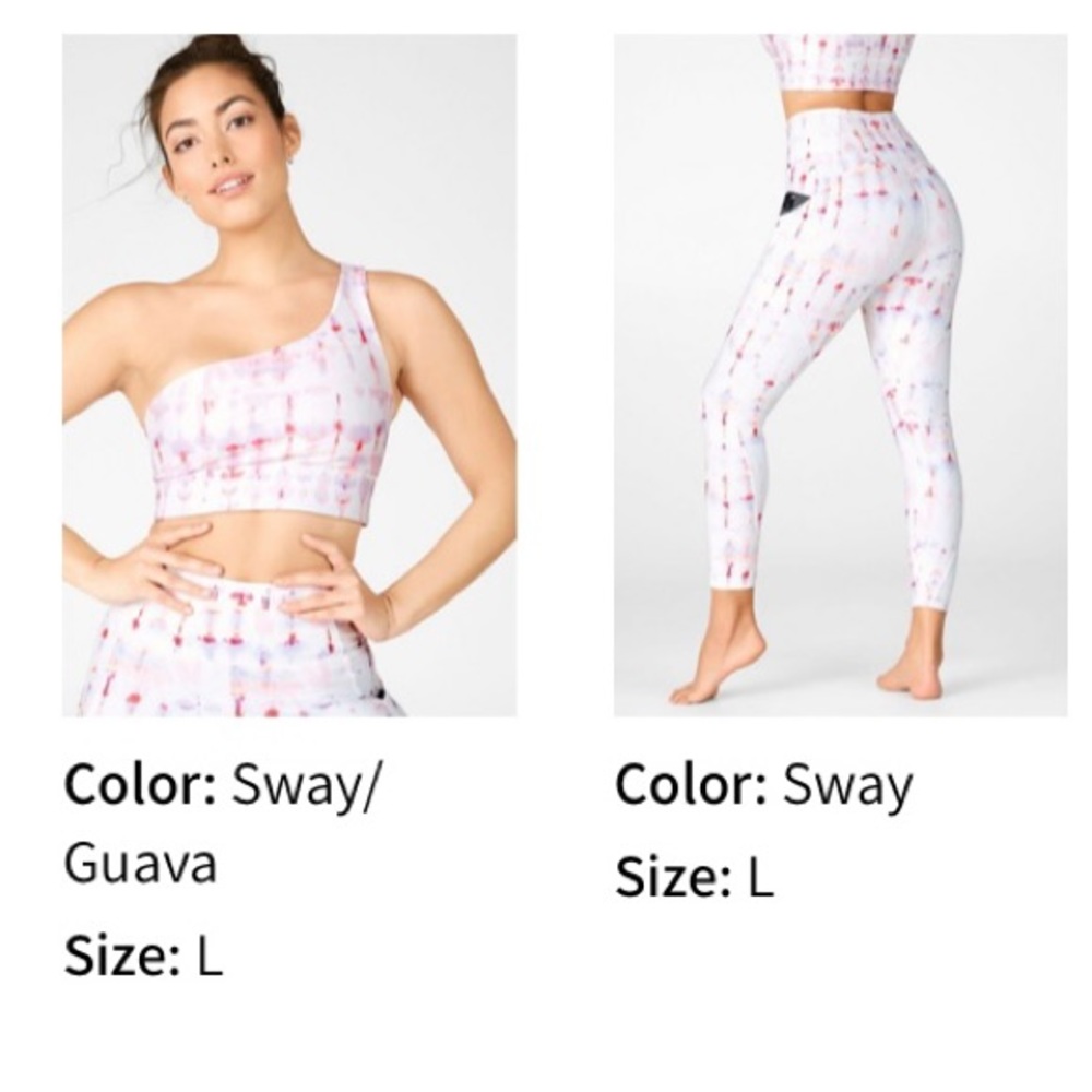 Gym wear - Fabletics Sway/Guava top and matching bottom.